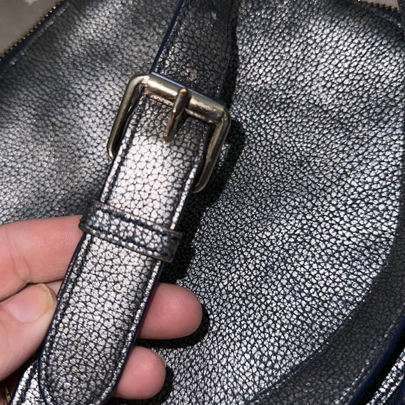 Cole Haan blue metallic leather crossbody adjustable strap gold accents cute 🥰 - Picture 6 of 13